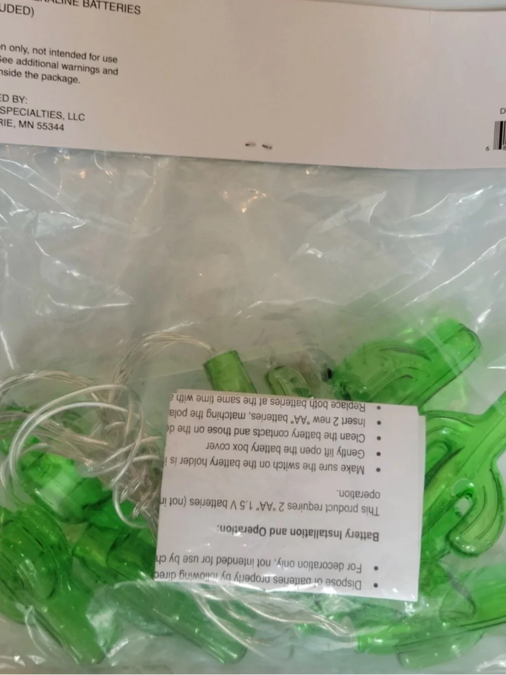 Lot Of 3 Cactus 10ct String Lights Battery Powered Summer Bullseye Playground